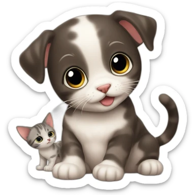 Little cat and Little puppy 3 month sticker