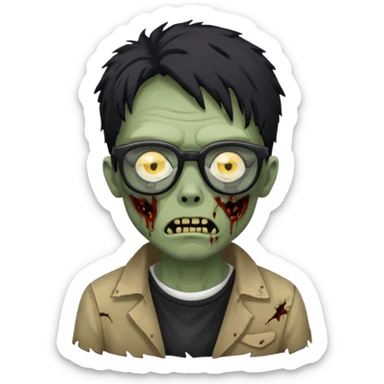 zombie wtih black glasses  sticker