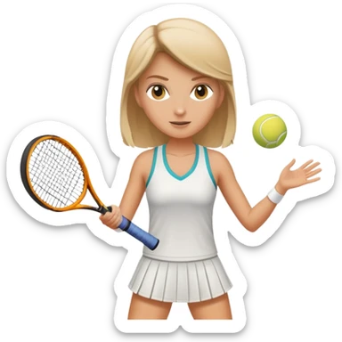 white female play tennis sticker