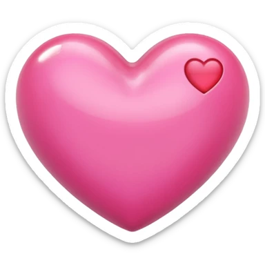 Apple-style 3D emoji of a shiny pink  heart, smooth and glossy surface, simple and elegant design, no background. sticker