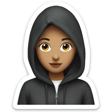 Pretty girl with black hair and wearing a hoodie  sticker