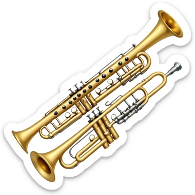 Clarinet and a trumpet next to each other  sticker