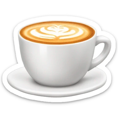 Cappuccino in mug wich color is orange sticker