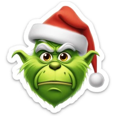 Grinch wearing a Christmas hat sticker