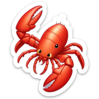 shy lobster with hearts sticker