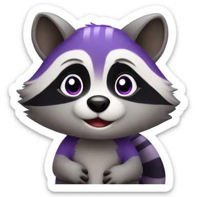 Cute violet raccoon LOVE sticker