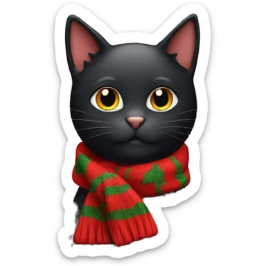 Cute black cat with a Christmas scarf  sticker
