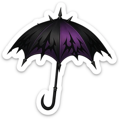 emo style black and purple black umbrella, no background sticker