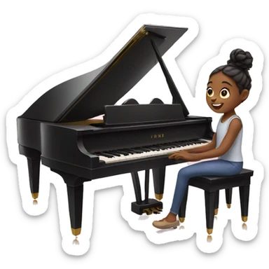Girl playing on the piano sticker