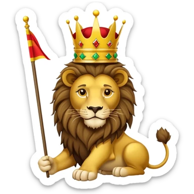 Lion of Judah emblem of the Ethiopian Empire, regal lion with a crown and a flag sticker