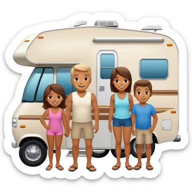 rv travel trailer happy family sticker