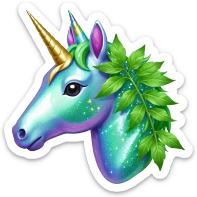 Glitter unicorn eats Weed leaf sticker