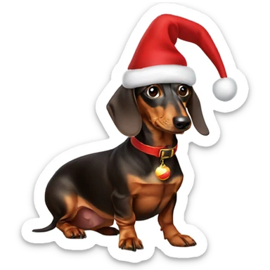Dachshund dog as Santa Claus sticker