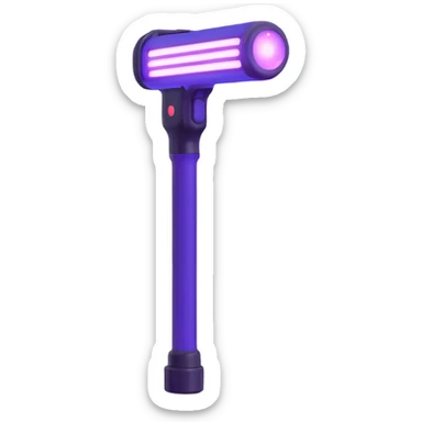 BTS nightstick, 3D emoji style, shiny and glowing, purple light, simple background sticker