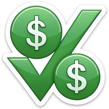 checkmark with dollar and cent symbols sticker