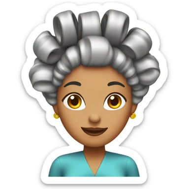 woman with hair rollers in her hair sticker