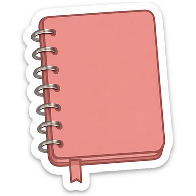 digital illustration of a pink notebook, no background sticker