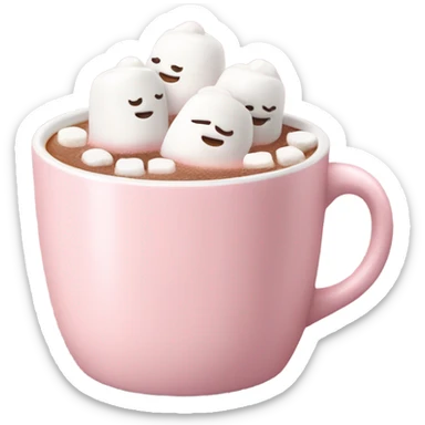 Light Pink mug of hot chocolate with marshmallows  sticker