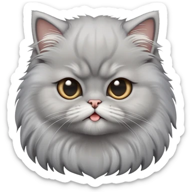 cinematic-grumpy-comical-grey-persian-kitten-portrait-emoji,-head-tilted-playfully-with-an-adorably-awkward-expression,-fluffy-grey-fur-with-soft-silver-undertones,-simplified-yet-hilariously-derpy-features,-highly-detailed,-glowing-with sticker