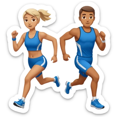 A man and woman running a HYROX race sticker