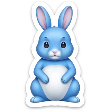 blue rabbit with white stomach  sticker