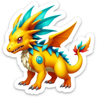 Colorful Exotic Pokémon-Digimon-Fakémon-hybrid-creature (full body) sticker