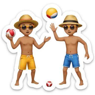 Throwing a ball at the beach to another person. sticker