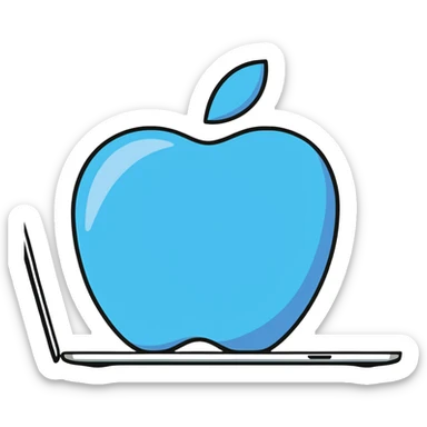 face on an Apple laptop sticker