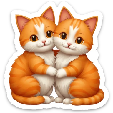 two happy cats hugging in love sticker
