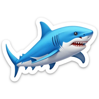 Tiburón con zapatillas nike azules andando por la playa sticker