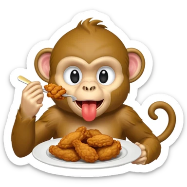 Fried chicken eating a monkey sticker