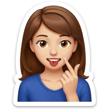 Une fille brune et blanche qui se mord l'ongle avec ses dents comme si elle draguait qqn sticker