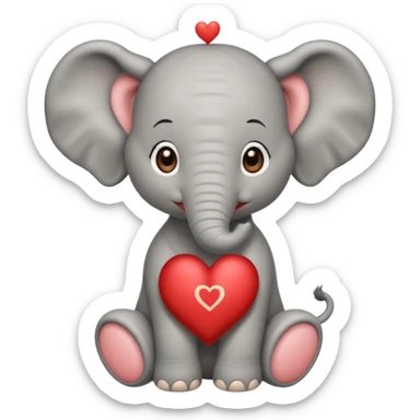 Elephant calf with small heart symbol on head, circus cloth sticker