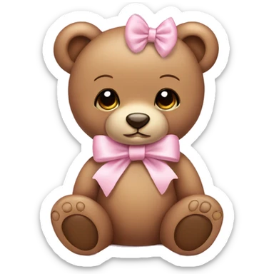 baby teddy bear with pastel pink bow  sticker
