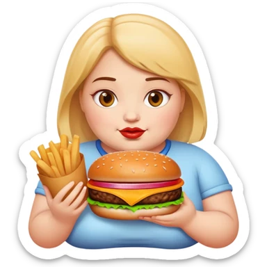 fat girl with a burger sticker