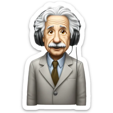 albert einstein with headphones sticker