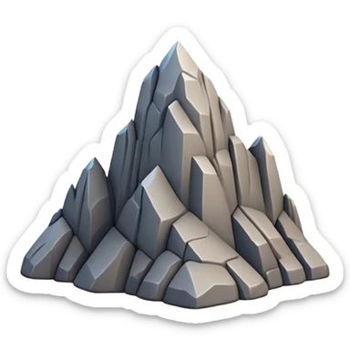 A 3D emoji of a steep rocky cliff in Apple style, with a sharp drop and jagged edges. Minimal, glossy, clean Apple-style rendering, isolated on white background.

 sticker