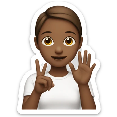 Deaf girl doing sign language with brown hair sticker