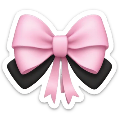 A light pink bow on a black heart sticker