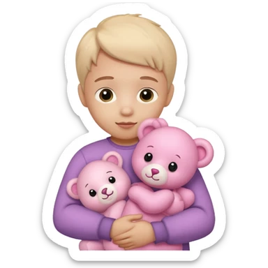 3 hug small teddy pink sticker