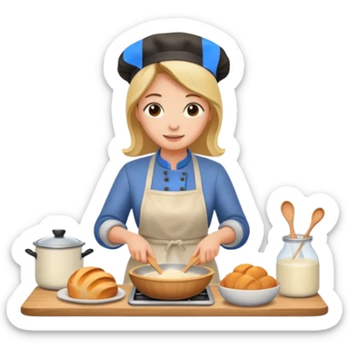 A woman cooking sourdough in kitchen sticker
