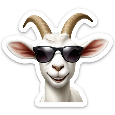 goat with sunglasses white backdround sticker