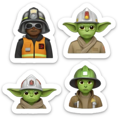 firefighter, yoda, starwars sticker