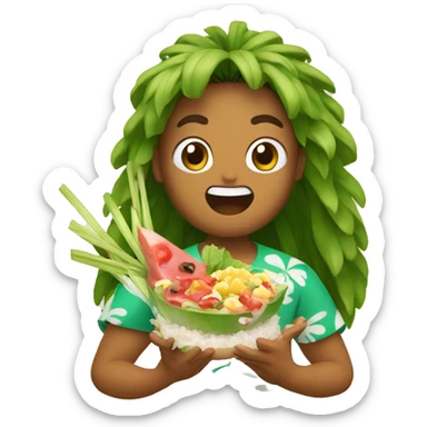 hawaian eating poke sticker