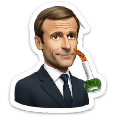 president-macron-smoke-cannabis-with-a-bong sticker