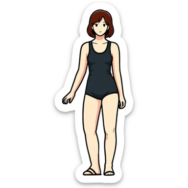 full body skinny female figure standing sticker