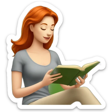 redhead woman reading a book with a glass of wine in a park sticker