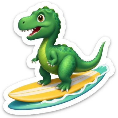 dinosaur surfing sticker