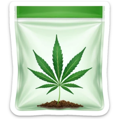 transparent ziplock bag with sativa leaf inside sticker
