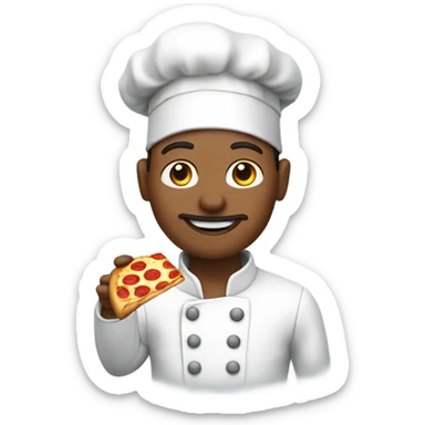 chef holding slice of pizza. sticker